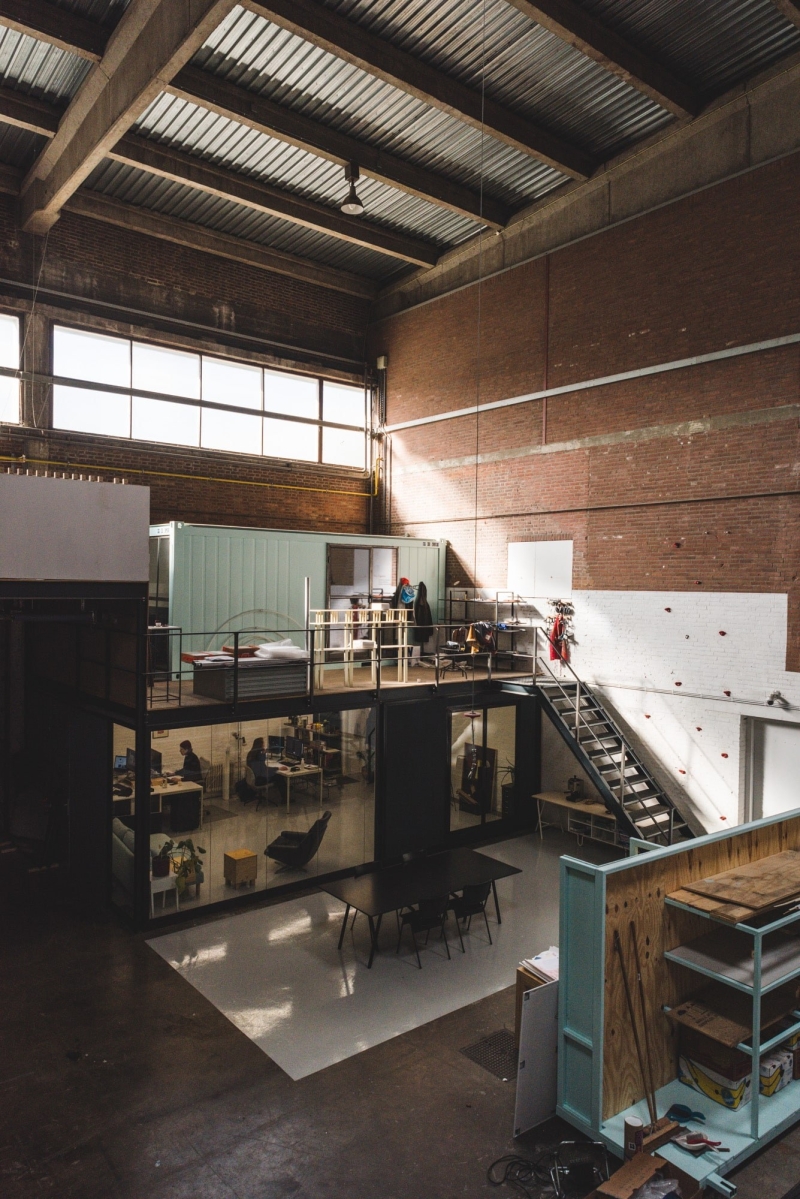 Overview of the design studio, placed in an old factory in Eindhoven.